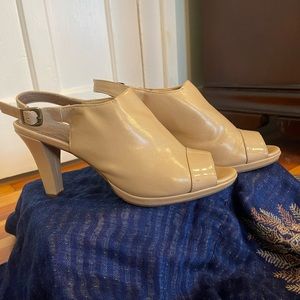 Nude Open Toe Mule Heel